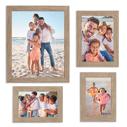 Sheffield Home 4 Piece Gallery Wall Frame Set, 8x10 Inch, 5x7 Inch, and 4x6 Inch, Light Natural - color: Light Natural, size: 8x11, 5x7, 4x6 Inch