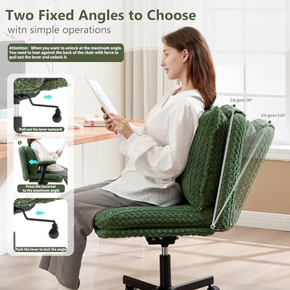 Fizzin Cross Cross Chair Memory Foam Armless with Wheels Home Office Green - color: Green