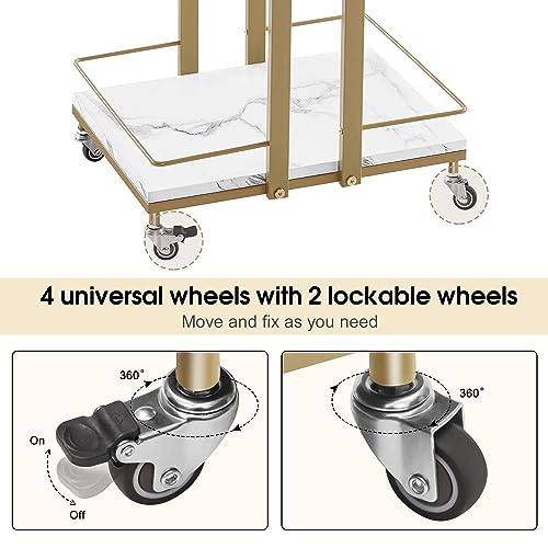 BarberPub Salon Trolley Cart on Wheels, 3-Tier Metal Utility Cart 2033 - color: White