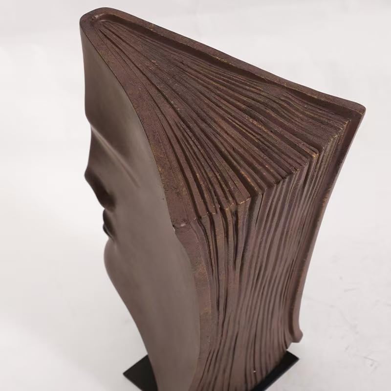 Nordic Retro Abstract Book Shape Face Sculpture, Resin, Modern Art Decor, Home Accent Figurine，2 Sizes to Choose from (Large Size) - size: large size