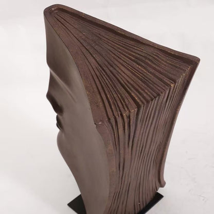Nordic Retro Abstract Book Shape Face Sculpture, Resin, Modern Art Decor, Home Accent Figurine，2 Sizes to Choose from (Large Size) - size: large size
