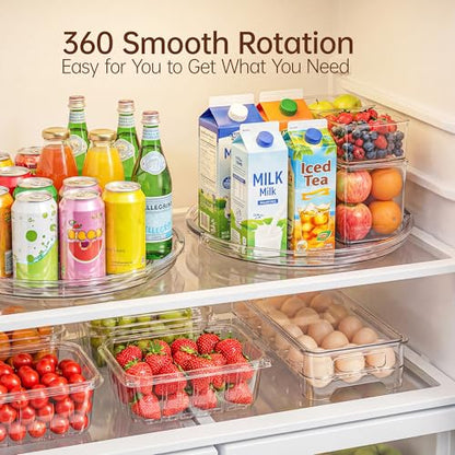 LAMU 12 in Lazy Susan Turntable, 4 Pack Clear Spice Rack, Organizer Storage | 360° Rotating, Kitchen Storage Tray for Cabinet & Table Top, Pantry, Fridge, Bathroom, Medicine & Countertop - size: 12 Inch-4 Pack