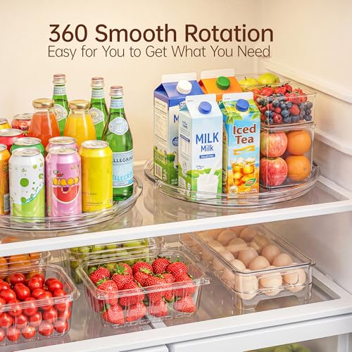 LAMU 12 in Lazy Susan Turntable, 2 Pack Clear Spice Rack, Organizer Storage | 360° Rotating, Kitchen Storage Tray for Cabinet & Table Top, Pantry, Fridge, Bathroom, Medicine & Countertop - size: 12 Inch-2 Pack