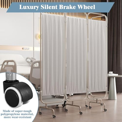 4-Panel Medical Privacy Screen on Wheels, 79"x71" Medical Screen | Portable Medical Privacy Screen Indoor Room Privacy Screen Divider, Stainless Steel Contruction, Folds Easy for Storage - size: 4-Panel