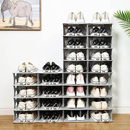 6-Tier Shoe Rack, Stackable Storage Organizer for Bedroom Entry, Adjustable Rack, Shoe Slots Shelf, Easy Tower Rack, Grey - color: Grey