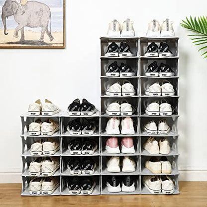 6-Tier Shoe Rack, Stackable Storage Organizer for Bedroom Entry, Adjustable Rack, Shoe Slots Shelf, Easy Tower Rack, Grey - color: Grey
