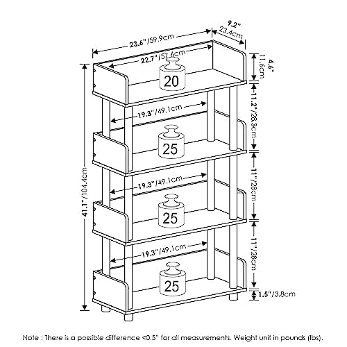 Furinno Turn-N-Tube 4-Tier Toolless Display Rack, Amber Pine/Black - color: Amber Pine/Black, size: 4-Tier Display Rack