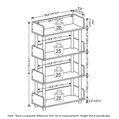 Furinno Turn-N-Tube 4-Tier Toolless Display Rack, Amber Pine/Black - color: Amber Pine/Black, size: 4-Tier Display Rack