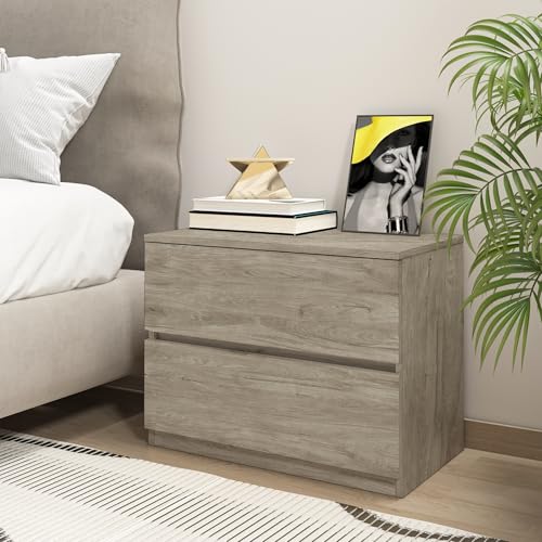 furtble 2 Drawer Dresser, Small Dressers for Closet, Wood Storage Cabinet for Hallway Bedroom Entryway, Nightstand Sofa Beside Table Drawer Chest, 23.6 in, Grey Oak - color: Grey Oak, size: 13.4"D x 23.6"W x 18"H (2 Drawers)