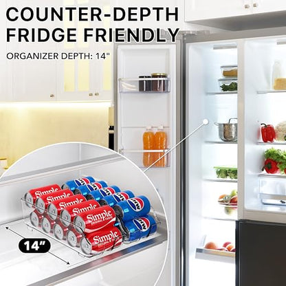 Simple Houseware Soda Can Organizer Dispenser Refrigerator/Pantry, Set of 4 | Clear - size: 4 Pack, style: Standard Can