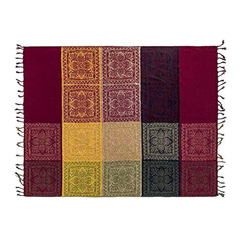 Boho Throw Blanket, Chenille Jacquard Tassels Throw Blankets for Bed Couch Soft Chair， Bohemian Fringe Tassels (Red, S:60x75 - color: Red, size: Small (60 x 75 in)