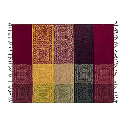 Boho Throw Blanket, Chenille Jacquard Tassels Throw Blankets for Bed Couch Soft Chair， Bohemian Fringe Tassels (Red, Large 86 * 102Inches) - color: Red, size: Large (86 x 102 in)
