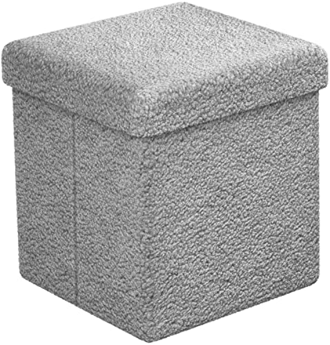 Sorbus Foldable Fabric Storage Ottoman - 15 Inch Cube - Multipurpose Cozy Ottoman, Foot Rest, Sofa Storage, Bedroom, Kids Room Stool - color: Grey