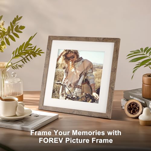 TOFOREVO 10x10 Picture Frames with 8x8 Mat Set of 6, Rustic Brown | Wood Grain Design, Wall Mounting or Tabletop Display, for Christmas Mother's Day Father's Day birthday - color: Rustic Wood, size: 10x10
