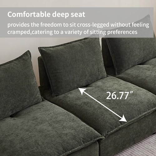 Accent Chair Armless Lounge Chair， Modern Chenille Fabric Single Sofa with Adjustable Backrest, Comfy Upholstered Vanity Chair for Small Spaces, Living Room, Bedroom - Green - color: Green, size: Accent Chair