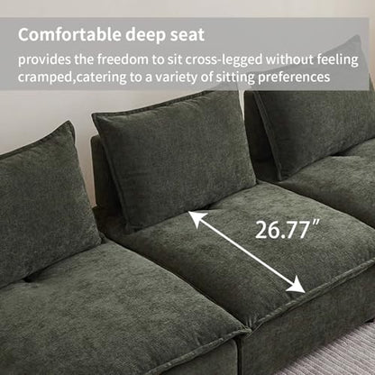Accent Chair Armless Lounge Chair， Modern Chenille Fabric Single Sofa with Adjustable Backrest, Comfy Upholstered Vanity Chair for Small Spaces, Living Room, Bedroom - Green - color: Green, size: Accent Chair