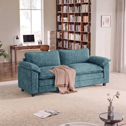 Homall 79.3" Loveseat Sofa, Cloud Sofa Couch, Deep Seat, Dark Blue | Comfy Chenille, Double Layer Cushion, Wide Armrest, High-Density Foam, Sturdy Frame, Easy Assembly, for Living Room - color: Dark Blue, size: Loveseat Sofa