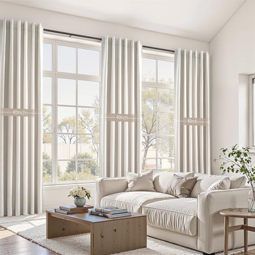 Topfinel 100% Blackout Curtains 90 Inches Long for Living Room 2 Panels Set Thick Linen Texture Energy Saving Curtain Window Coverings Hook Belt Pleated Drapes Aesthetic Bedroom(W40 xL90,Birch) - color: Birch, size: 40"W x 90"L (Pack of 2)