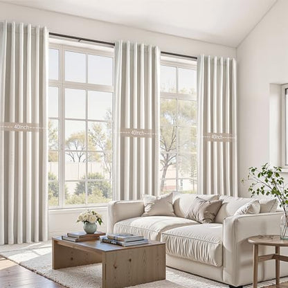 Topfinel 100% Blackout Curtains 90 Inches Long for Living Room 2 Panels Set Thick Linen Texture Energy Saving Curtain Window Coverings Hook Belt Pleated Drapes Aesthetic Bedroom(W40 xL90,Birch) - color: Birch, size: 40"W x 90"L (Pack of 2)