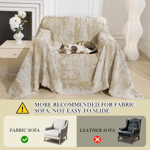 Small Couch Cover Oversized Recliner Covers Washable Armchair Sofa Cover for Dog, Chenille Khaki Abstract Geometric Jacquard Sofa Throw Cover Durable Modern Single Sofa Slipcovers, 71" X 91" - color: U-khaki Abstract, size: 71"x 91"