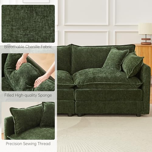 Modular Sectional Sofa, 112.2 Inch U Shaped Couch Set with Armrests, 3-Seater Comfy Cloud Couches for Living Room Apartment, Green - color: Green, size: 112'' - U Shape