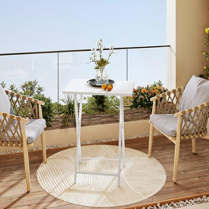 HOOBRO Folding TV Tray Tables, Set of 2 Side Table for Small Space, Industrial Snack Tables for Eating at Couch, Stable Metal Frame, Easy Assembly, Space Saving, White WW25BZ01N1 - color: White