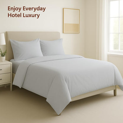 Peru Pima 285 Thread Count Percal King/Cal King Duvet Cover Set - 100% Peruvian Pima Cotton, 3 Piece (1 Cover, 2 Pillowcases) - Cooling, Crisp, Deep Pocket, Hotel Quality Bedding - Slate - color: Slate, size: King/Cal King