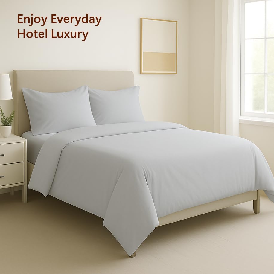 Peru Pima 285 Thread Count Percal Full/Queen Duvet Cover Set - 100% Peruvian Pima Cotton, 3 Piece (1 Cover, 2 Pillowcases) - Cooling, Crisp, Deep Pocket, Hotel Quality Bedding - Slate - color: Slate, size: Full/Queen