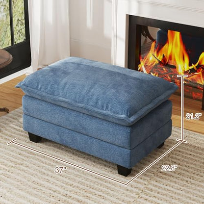 Cloud Couch Ottoman Modular Sectional Sofa, Comfy Deep Seat Cushion for Living Room Bedroom Apartment (Blue) - color: Blue, size: Ottoman