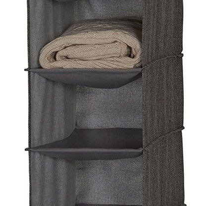 Household Essentials 10-Shelf Wide Hanging Shoe Organizer, Soft and Durable Polyester, Versatile, Breathable, Stylish, Compact, Sturdy Hooks for Rod or Wire Closets, Gray - color: Grey