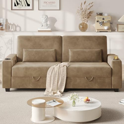 COPIAE Loveseat Sofa, Larger Couch Velvet Fabric with Storage, Charging Ports, Heightened Backrests, Removable Cover Modern Comfy Couches Easy Assembly for Living Room, 88 Inch Gold - color: Gold