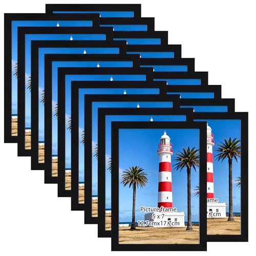 Giftgarden 5x7 Picture Frame Set of 18, Lightweight 5 by 7 Frames Bulk for Gallery Wall Photo Hanging and Tabletop Display, Black - color: Black*18, size: 5x7