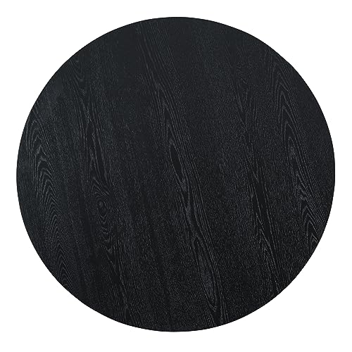 46.5'' Round Wood Dining Table for 4-6, Modern Circle Kitchen Table for Living Room Dining Room, φ46.5"x30.2" Contemporary Living Room Dining Room Table Furniture - Black - color: 46.5 Inches Black
