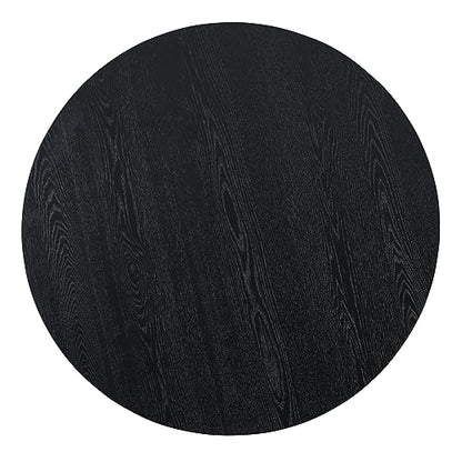 46.5'' Round Wood Dining Table for 4-6, Modern Circle Kitchen Table for Living Room Dining Room, φ46.5"x30.2" Contemporary Living Room Dining Room Table Furniture - Black - color: 46.5 Inches Black
