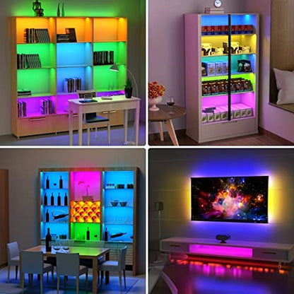Battery Powered LED Strip Lights 20 inch x 4 Pack, Wireless LED Strip Lights for Bedroom Color Changing APP Remote, Led Lights for TV, Kitchen Under Cabinet Lighting, Shelves, Under Counter, Closet - color: RGB 4Pack