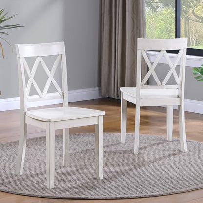 DUHOME Wood Dining Chairs Set of 2,Farmhouse Dining Side Chairs with Cross Back Wooden Kitchen Chairs for Home Kitchen, Dining Room White - color: White, size: 2pcs