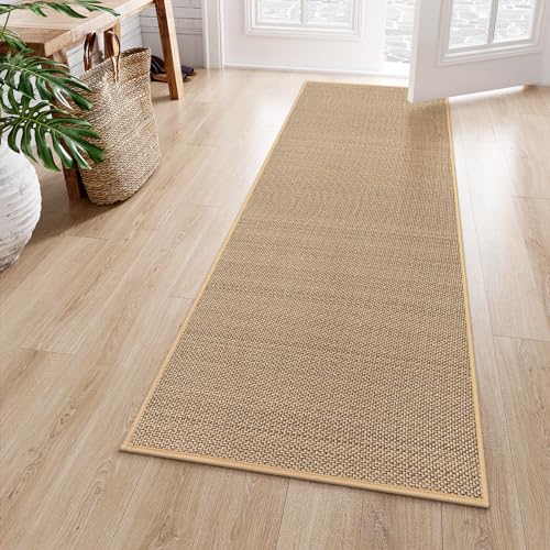 Lahome Farmhouse Carpet Runners for Hallway 6ft, 2x6 Washable Runner Rug Non Slip for Entryway Indoor, Neutral Non Shedding Kitchen Mats for Floor Entry Bathroom, Beige - color: Beige/Khaki, size: 2' x 6'