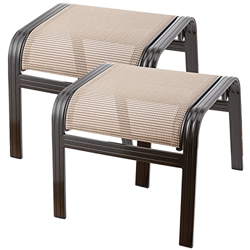 Outdoor Patio Footstools Aluminum Outdoor Ottomans Footrest Small Seating Wicker Furniture Patio Ottoman 2 Pieces Brown - color: 2 Pieces-light Brown