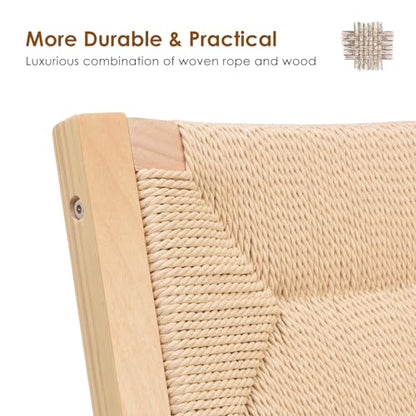 Wood Folding Chairs, Foldable Chairs Wooden Indoor Stackable Dining Chairs for Kitchen & Dining Room Chair Woven Seat & Webbing Back, Dining Chair Set of 2 - color: Natural/Natural, Woven Rope