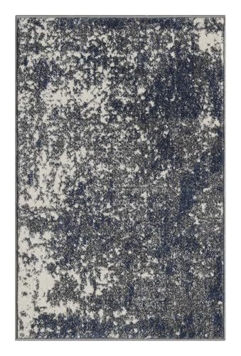 Keen Home Design Throw Rugs - 24"x36" Non-Shedding, Thick Pile Abstract Rugs for Kitchen, Living Room, Bedroom, Dining Room, Entryway - Size: 2' x 3', Abstract Navy/Gray - color: Abstract Navy/Gray, size: 2' x 3' (Rectangular)