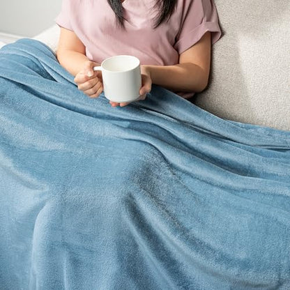 PAVILIA Fleece Blanket Throw Twin Size | Super Soft, Plush, Luxury Flannel Throw | Lightweight Microfiber Blanket for Sofa Couch Bed (Dusty Blue, 60x80 inches) - color: Dusty Blue, size: 60 x 80 Inches - Twin