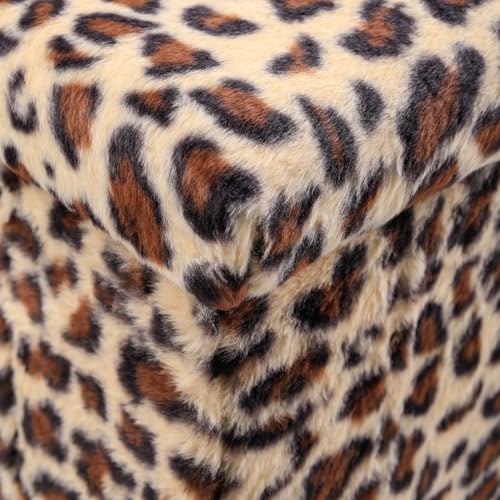 Luxe Faux Fur Storage Ottoman, Leopard, 12 x 12 x 12 in | Engineered Wood, Tool-Free Assembly, Modern Style, Seat And Footrest - color: Leopard, size: 12"D x 12"W x 12"H