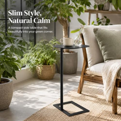Modern Stable C Table End Table, 27.5" Tall, Large, Black | C Shaped Side Table that Slides Under Sofa, Slim Under Couch Table, Industrial Coffee Tray Table for Living Room Bedroom - color: Black, size: Large