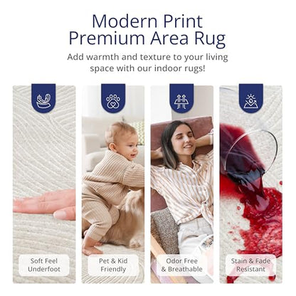 Abani Cream Area Rug – 4' x 6' – Vera Collection – Wave Texture Pattern – Non-Shedding, Easy to Clean – Durable for Living Room, Bedroom, or Office, Pet & Child Friendly - size: 4' x 6' (Rectangular)
