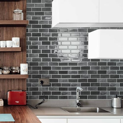 Art3d 10-Pack Marble Peel and Stick Backsplash, 12 x 12 in, Smoky Black | Strong Adhesion, Lightweight, Cuttable, Waterproof, Fadeless, Crack Resistant, for Kitchen, Bedroom, Ideal for Recently Moved - color: Smoky Black