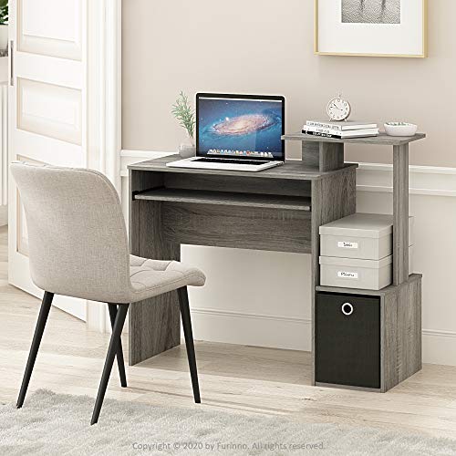 Furinno Econ Multipurpose Home Office Computer Writing Desk, French Oak Grey - color: French Oak/Black, size: Compact