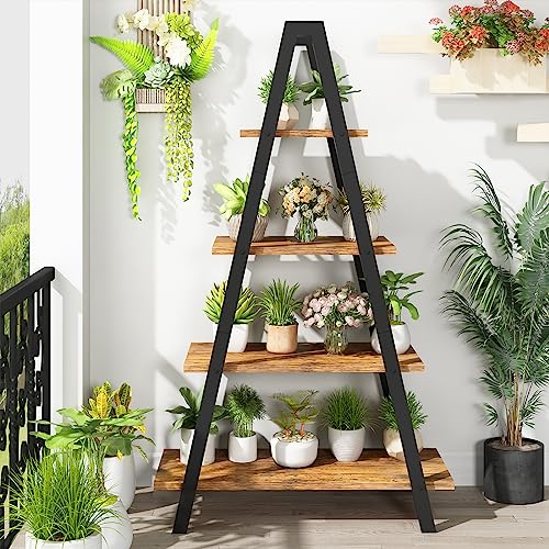 4-Tier Industrial Bookshelf with Metal Frame by Recaceik - For Home Office and Living Room