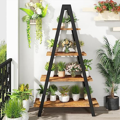 4-Tier Industrial Bookshelf with Metal Frame by Recaceik - For Home Office and Living Room