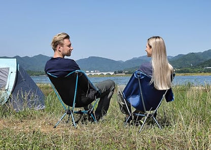MARCHWAY Lightweight Folding Camping Chair with Spring Lock, Stable Compact Portable for Outdoor Camp, Travel, Beach, Picnic, Festival, Hiking, Backpacking (Lowback Blue) - color: Lowback Blue