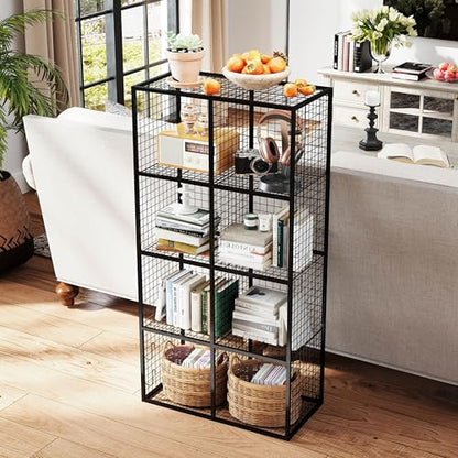 Wire Storage Cube, 8 Cube Metal Storage Organizer, Display Modular Bookshelf Shelf, Closet Cabinet for Bedroom, Office, Black